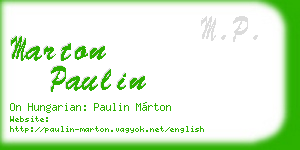 marton paulin business card