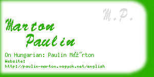 marton paulin business card